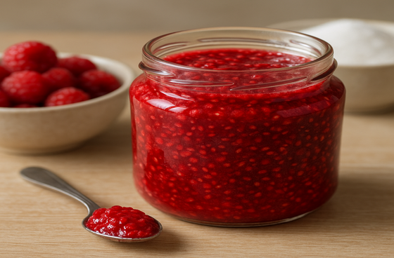Raspberries pureed with sugar